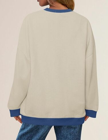 ZESICA Womens Crewneck Color Block Sweatshirts Oversized Long Sleeve Pullover Tunic Tops 2024 Fall Clothes Outfits in Saudi Arabia