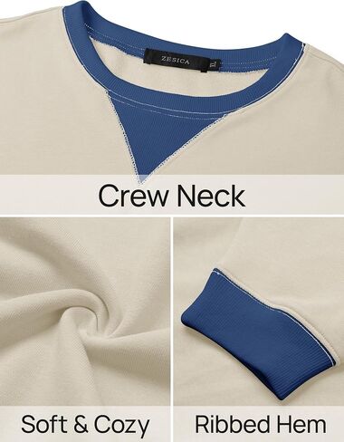ZESICA Womens Crewneck Color Block Sweatshirts Oversized Long Sleeve Pullover Tunic Tops 2024 Fall Clothes Outfits in Saudi Arabia