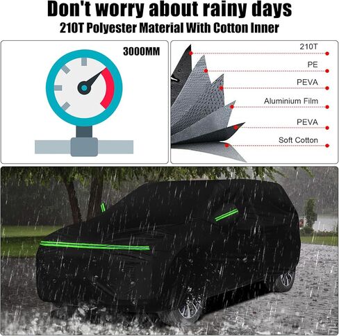 Waterproof Car Cover Replace for 2023 2024 Kia NIRO HEV/PHEV/EV Wind/Wave 210T Plus Cotton Inner with Zipper&Charging Hole for Car Dust Snow Rain Hail Protection in Saudi Arabia