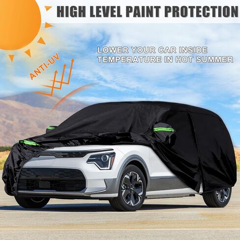 Waterproof Car Cover Replace for 2023 2024 Kia NIRO HEV/PHEV/EV Wind/Wave 210T Plus Cotton Inner with Zipper&Charging Hole for Car Dust Snow Rain Hail Protection in Saudi Arabia