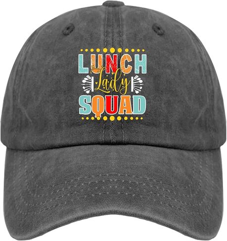 Lunch Lady Squad Hat Pigment Black Funny Hats Gifts for Mom Hiking Hat in Saudi Arabia