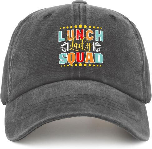 Lunch Lady Squad Hat Pigment Black Funny Hats Gifts for Mom Hiking Hat in Saudi Arabia