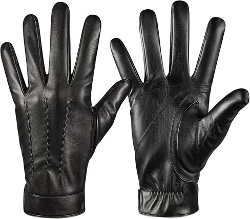 Winter Leather Gloves for Men,Touchscreen Snow Driving Gloves with Cashmere Lining for Motorcycle Driving Riding… in Saudi Arabia