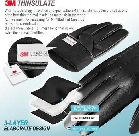Winter Leather Gloves for Men,Touchscreen Snow Driving Gloves with Cashmere Lining for Motorcycle Driving Riding… in Saudi Arabia