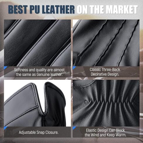 Winter Leather Gloves for Men,Touchscreen Snow Driving Gloves with Cashmere Lining for Motorcycle Driving Riding… in Saudi Arabia