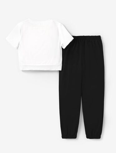 PATPAT Girl's 2 Piece Outfits Short Sleeve Twist Front Tee Top and Elastic Sweatpants Summer Clothes Set 5-12Y in Saudi Arabia