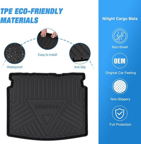 Nilight Cargo Mats for Jeep Compass 2017 2018 2019 2020 2021 2022 2023 2024,All Weather Protection Heavy Duty Cargo Liners in Saudi Arabia