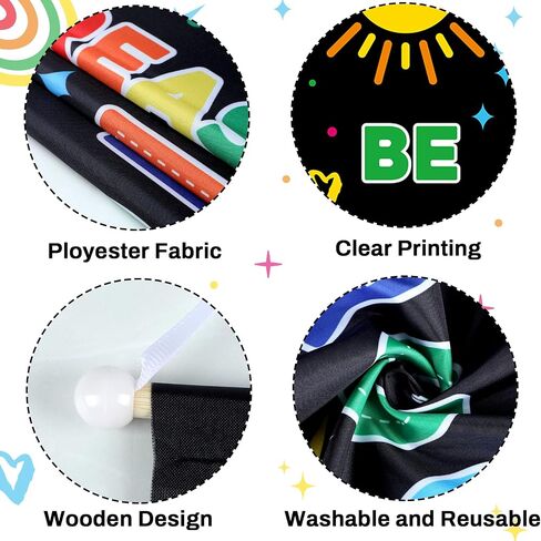 2 PCS Colorful Welcome Banner Door Decorations Back to School Banner Positive Motivational Classroom Supplies for Teachers Preschool Elementary First Day of School Office Bulletin Board Black in Saudi Arabia