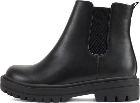 Soda “PILOT-2" ~ Little Kids/Children/Girls Lug Sole Elastic Gore Low Heel Chelsea Fashion Ankle Bootie w/Side Zipper in Saudi Arabia