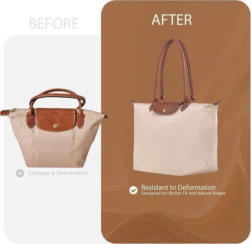 Nylon Water-Repellent Purse Organizer with Zipper Insert for Longchamp Tote Bag (Pearl White, Handbag M & Tote bag L) in Saudi Arabia