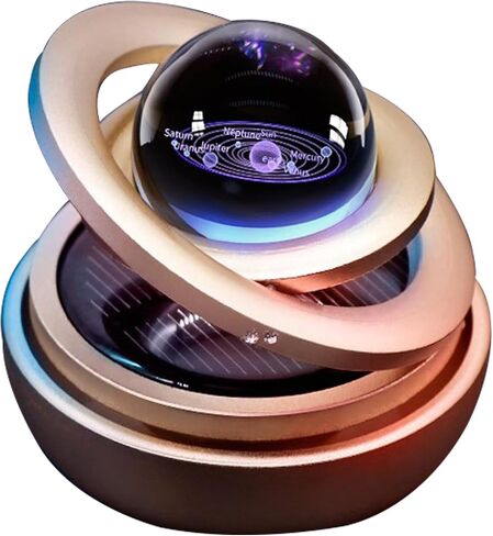 Car Diffuser Solar Energy, Crystal Ball Solar Rotating Aromatherapy for Car Interior Autorotation Decoration Accessories for Car, Family, Vehicle, Vacation (Black) in Saudi Arabia