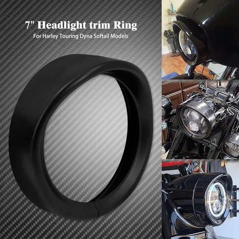 Motorcycle 7 Inch Headlight Trim Ring Visor Style Fit for Harley Touring Road King Street Glide Electra Glide Softail Matte Black in Saudi Arabia