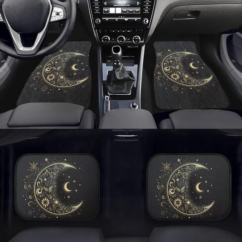Galaxy Moon Star Car Floor Mats for Women Full Set of 4 Pack for SUV Sedan Truck Van Automotive Interior Accessories Boho Flower Carpet Car Mats Black in Saudi Arabia