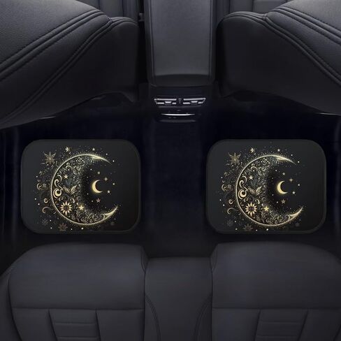 Galaxy Moon Star Car Floor Mats for Women Full Set of 4 Pack for SUV Sedan Truck Van Automotive Interior Accessories Boho Flower Carpet Car Mats Black in Saudi Arabia
