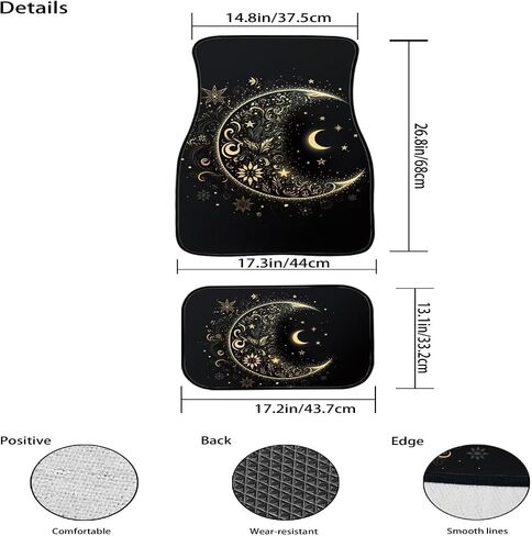 Galaxy Moon Star Car Floor Mats for Women Full Set of 4 Pack for SUV Sedan Truck Van Automotive Interior Accessories Boho Flower Carpet Car Mats Black in Saudi Arabia