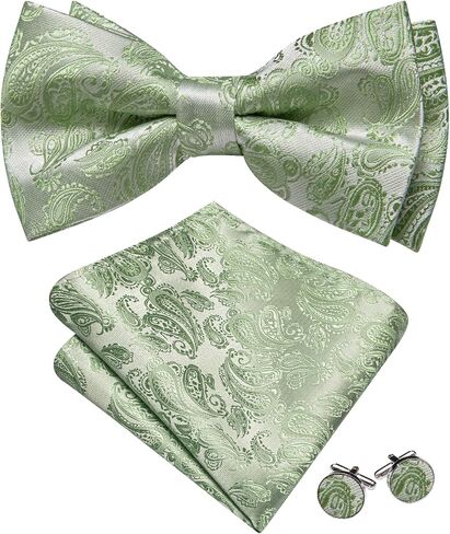 Barry.Wang Bow Ties for Men Paisley Floral Pre-tie Tuxedo Bowtie Set with Handkerchief Cufflinks Wedding Party in Saudi Arabia
