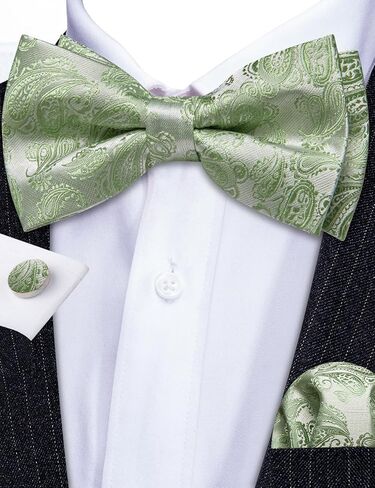 Barry.Wang Bow Ties for Men Paisley Floral Pre-tie Tuxedo Bowtie Set with Handkerchief Cufflinks Wedding Party in Saudi Arabia