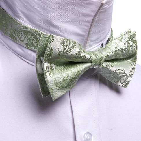 Barry.Wang Bow Ties for Men Paisley Floral Pre-tie Tuxedo Bowtie Set with Handkerchief Cufflinks Wedding Party in Saudi Arabia