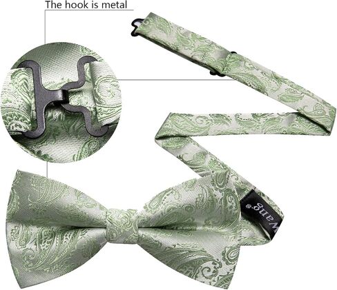 Barry.Wang Bow Ties for Men Paisley Floral Pre-tie Tuxedo Bowtie Set with Handkerchief Cufflinks Wedding Party in Saudi Arabia
