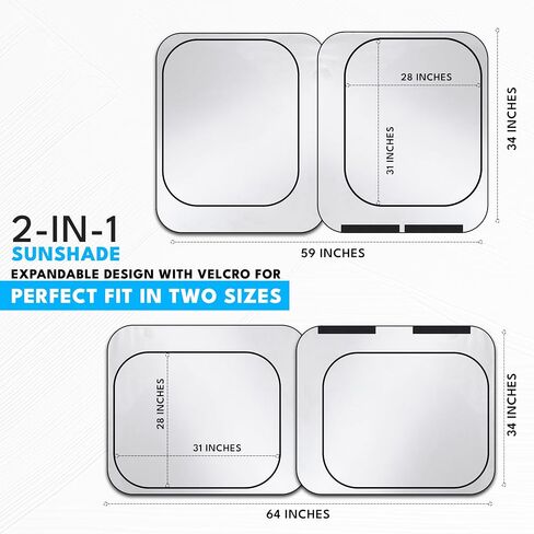 Detachable Square Medium Sunshade for Cars | 240T Foldable Window Shade with 4 Hook and Loop Fasteners | Sunshade for Car Front Window and Interior Sun Protection | (Medium 36" x 34") in Kuwait