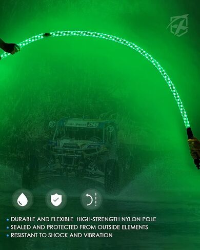 Xprite 5 FT Green LED Spiral Whip Lights, w/Rocker Switch & American Flag Safety Antenna Pole Whip Lighting for Offroad Jeep Sand Dune Buggy UTV ATV 4X4 Trucks Polaris RZR Yamaha Can-am Maverick X3 in Saudi Arabia