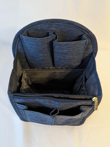 Mini Backpack Organizer Insert | Foldable Travel Rucksack Purse & Handbag Insert |High-capacity Divider Foldable | 300D Oxford Material | 10 Pockets, 2 Compartments | Navy Blue (7.8Lx4.7Wx11H inches) in Saudi Arabia