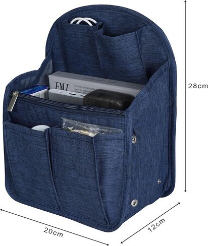 Mini Backpack Organizer Insert | Foldable Travel Rucksack Purse & Handbag Insert |High-capacity Divider Foldable | 300D Oxford Material | 10 Pockets, 2 Compartments | Navy Blue (7.8Lx4.7Wx11H inches) in Saudi Arabia