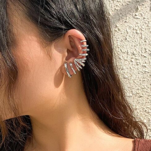 Non Pierced Ear Cuff Statement Earrings for Women Teen Girls,14K Gold Geometric Hollow Cartilage Cuff Earrings Party Prom Ear Clips Jewelry Gifts in Saudi Arabia