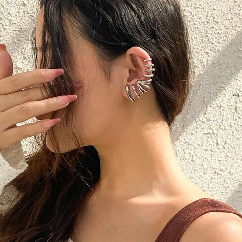 Non Pierced Ear Cuff Statement Earrings for Women Teen Girls,14K Gold Geometric Hollow Cartilage Cuff Earrings Party Prom Ear Clips Jewelry Gifts in Saudi Arabia
