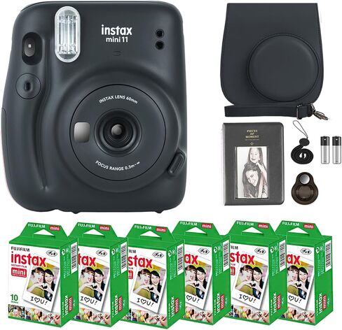 Fujifilm Instax Mini 11 Camera with Fujifilm Instant Mini Film (60 Sheets) Bundle with Deals Number One Accessories Including Carrying Case, Selfie Lens, Photo Album, Stickers (Blush Pink) in Saudi Arabia