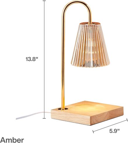 Mikasa Amber Glass Shade Electric Candle Warmer Lamp for Scented Candles, Dimmable Wax Warmer, 5.9x5.9x13.8 Inch in Saudi Arabia