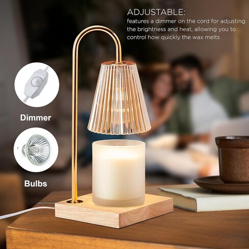 Mikasa Amber Glass Shade Electric Candle Warmer Lamp for Scented Candles, Dimmable Wax Warmer, 5.9x5.9x13.8 Inch in Saudi Arabia