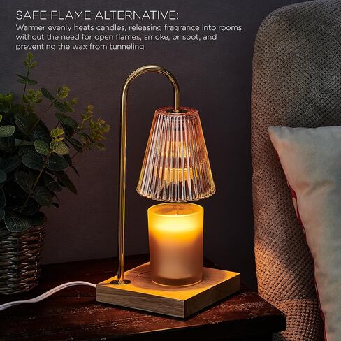 Mikasa Amber Glass Shade Electric Candle Warmer Lamp for Scented Candles, Dimmable Wax Warmer, 5.9x5.9x13.8 Inch in Saudi Arabia