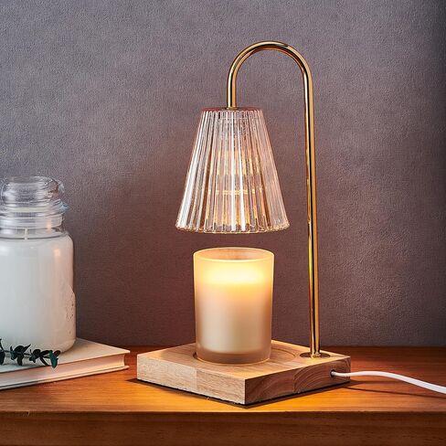 Mikasa Amber Glass Shade Electric Candle Warmer Lamp for Scented Candles, Dimmable Wax Warmer, 5.9x5.9x13.8 Inch in Saudi Arabia