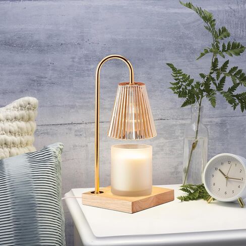 Mikasa Amber Glass Shade Electric Candle Warmer Lamp for Scented Candles, Dimmable Wax Warmer, 5.9x5.9x13.8 Inch in Saudi Arabia