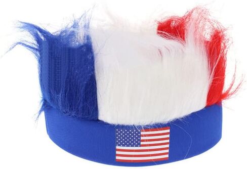 America Fans Wig Props Crazy USA Soccer Cheer Headwear US Football Fans Hat Hair Accessoires for Football Match,Independence Day,Festival Events,Parades,International Festival Blue in Saudi Arabia