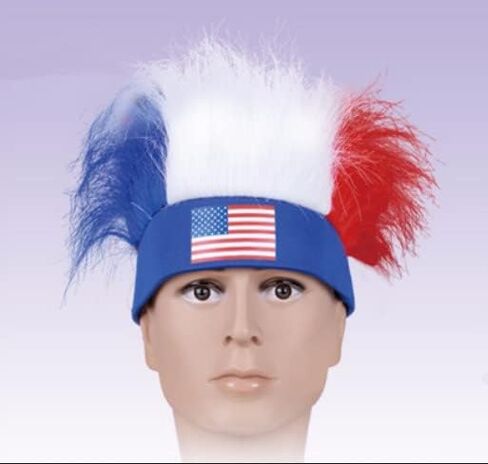 America Fans Wig Props Crazy USA Soccer Cheer Headwear US Football Fans Hat Hair Accessoires for Football Match,Independence Day,Festival Events,Parades,International Festival Blue in Saudi Arabia