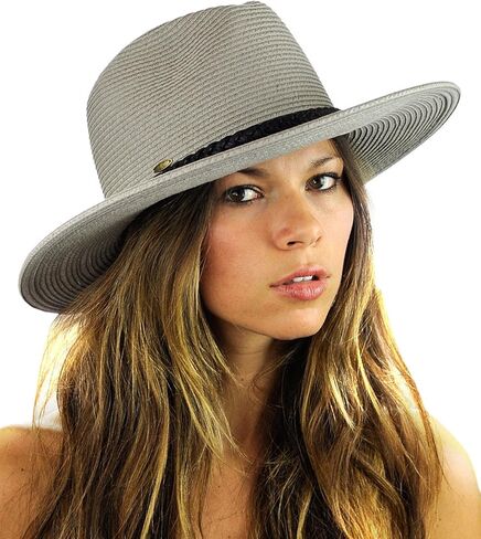 Teardrop Dent Braided Trim Casual Panama Fedora Sun Hat in Kuwait