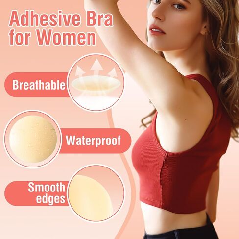 Women's Invisible Nipple Covers 3 Pack Reusable Silicone Pasties with Secure Adhesive Comfortable and Skin Tone Seamless Breast Round Covers Waterproof and Sweat Proof Desig in Saudi Arabia