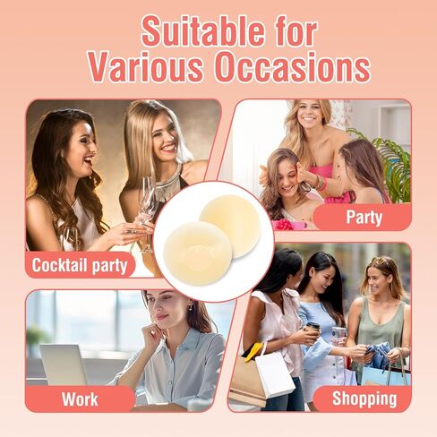 Women's Invisible Nipple Covers 3 Pack Reusable Silicone Pasties with Secure Adhesive Comfortable and Skin Tone Seamless Breast Round Covers Waterproof and Sweat Proof Desig in Saudi Arabia