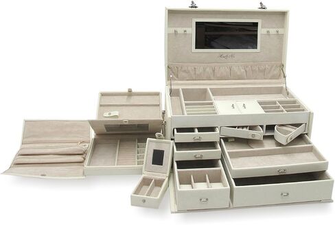 Morelle & Co. Marylyn Leather Jewelry Chest with 3 Takeaway cases, Black in Saudi Arabia