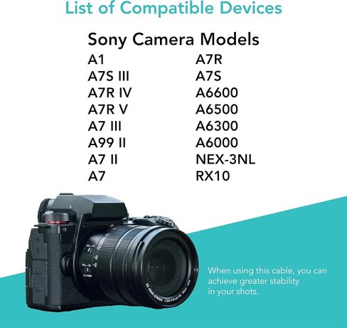 Foto&Tech 2.5mm-VPR1 Remote Control Shutter Release Cable Compatible with Sony A1 A7S III A7R IV V A7 III A99 II A7 II A7 A7R A7S A6600 A6500 A6300 A6000, NEX-3NL RX10 (15 ft Cable) in Saudi Arabia