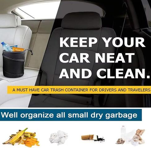 Car Trash Can, Collapsible Pop-up Car Trash Bin with Elastic Band, Portable and Waterproof Waste Basket Rubbish Bin for Car/Truck/Minivan in Saudi Arabia