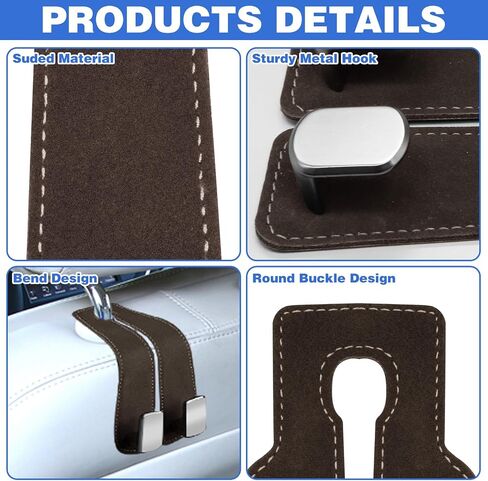 CANIPHA 4Pcs Car Seat Hooks for Headrest, Double Hook Purse Hook for Car Applies to Purse Hanger for Car Headrest Hook Car Purse Hook, Storage Headrest Hooks for Car Purse Holder for Car Tool(Black) in Saudi Arabia