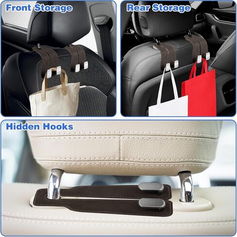 CANIPHA 4Pcs Car Seat Hooks for Headrest, Double Hook Purse Hook for Car Applies to Purse Hanger for Car Headrest Hook Car Purse Hook, Storage Headrest Hooks for Car Purse Holder for Car Tool(Black) in Saudi Arabia