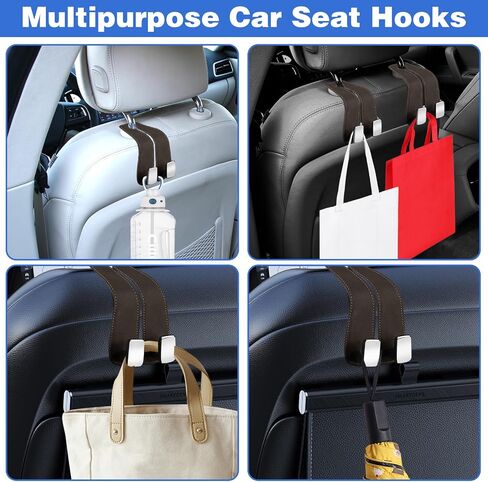 CANIPHA 4Pcs Car Seat Hooks for Headrest, Double Hook Purse Hook for Car Applies to Purse Hanger for Car Headrest Hook Car Purse Hook, Storage Headrest Hooks for Car Purse Holder for Car Tool(Black) in Saudi Arabia