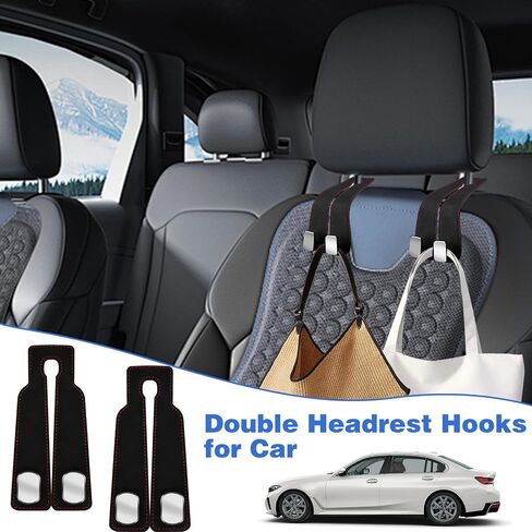 CANIPHA 4Pcs Car Seat Hooks for Headrest, Double Hook Purse Hook for Car Applies to Purse Hanger for Car Headrest Hook Car Purse Hook, Storage Headrest Hooks for Car Purse Holder for Car Tool(Black) in Saudi Arabia