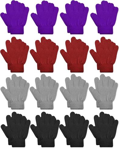 ONESING 16 Pairs Kid Gloves Knitted Children Gloves Bulk for Boys Girls - Stylish and Snug Winter Accessories in Kuwait