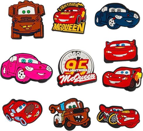 Car Cartoon Shoe Charms Set Anime Car Cute Shoe Charm for Boy Girls Shoe Decorations Accessories for Bracelets Party Favors 10pcs in Saudi Arabia