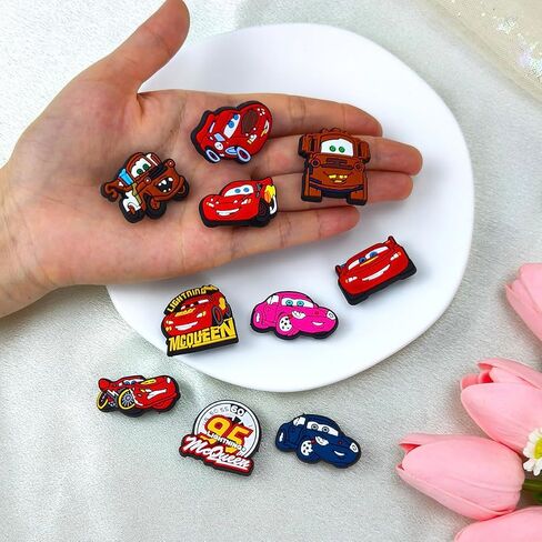 Car Cartoon Shoe Charms Set Anime Car Cute Shoe Charm for Boy Girls Shoe Decorations Accessories for Bracelets Party Favors 10pcs in Saudi Arabia